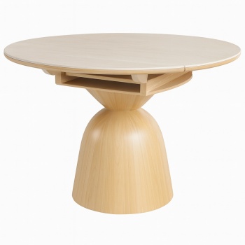 Masa extensibila 130 x 80 x 75 cm lemn masiv si ardezie bej Jhonson, masa dining rotunda, basa bucatarie, Homedit