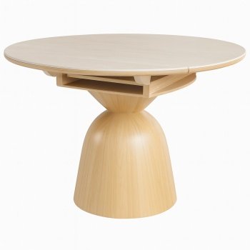 Masa extensibila 130 x 80 x 75 cm lemn masiv si ardezie bej Jhonson, masa dining rotunda, basa bucatarie, Homedit