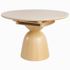 Masa extensibila 130 x 80 x 75 cm lemn masiv si ardezie bej Jhonson, masa dining rotunda, basa bucatarie, Homedit