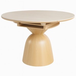 Masa extensibila 130 x 80 x 75 cm lemn masiv si ardezie bej Jhonson, masa dining rotunda, basa bucatarie, Homedit