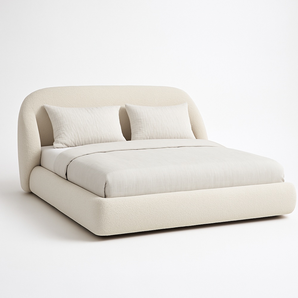 Pat SoftNest – design modern, tapițat mini bouclé, domiera inclusa| Homedit