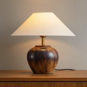 Lampa Diner ceramică cu abajur textil – eleganță clasică pentru orice spațiu
