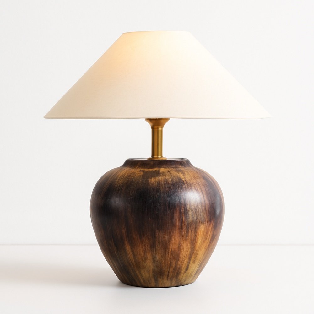 Lampa Diner ceramică cu abajur textil – eleganță clasică pentru orice spațiu