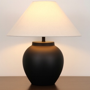 Lampa Flade din ceramică cu abajur textil | Homedit