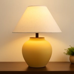 Lampa Flade din ceramică cu abajur textil | Homedit