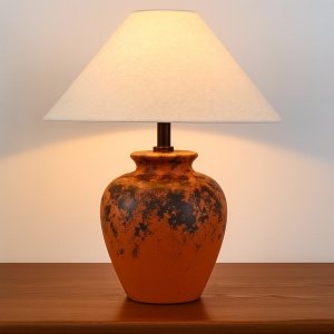 Lampa Jardo din ceramică cu abajur textil – iluminat ambiental rustic modern