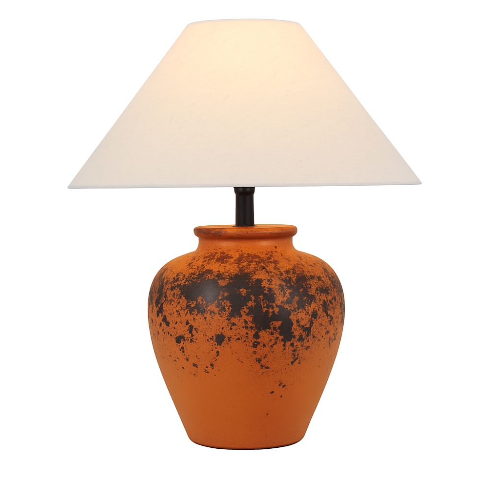 Lampa Jardo din ceramică cu abajur textil – iluminat ambiental rustic modern