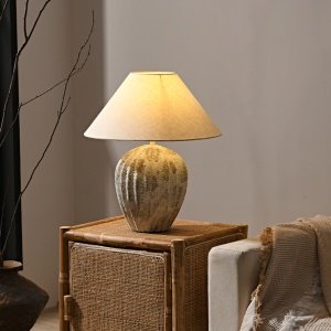 Lampă Dunes ceramică cu abajur textil – design natural| Homedit