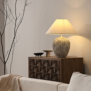 Lampă Dunes ceramică cu abajur textil – design natural| Homedit