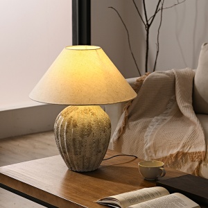 Lampă Dunes ceramică cu abajur textil – design natural| Homedit