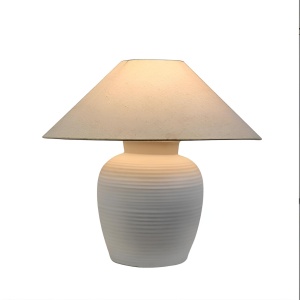 Lampă de masă Grid din ceramică cu abajur textil – design modern 48x50 cm