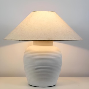 Lampă de masă Grid din ceramică cu abajur textil – design modern 48x50 cm