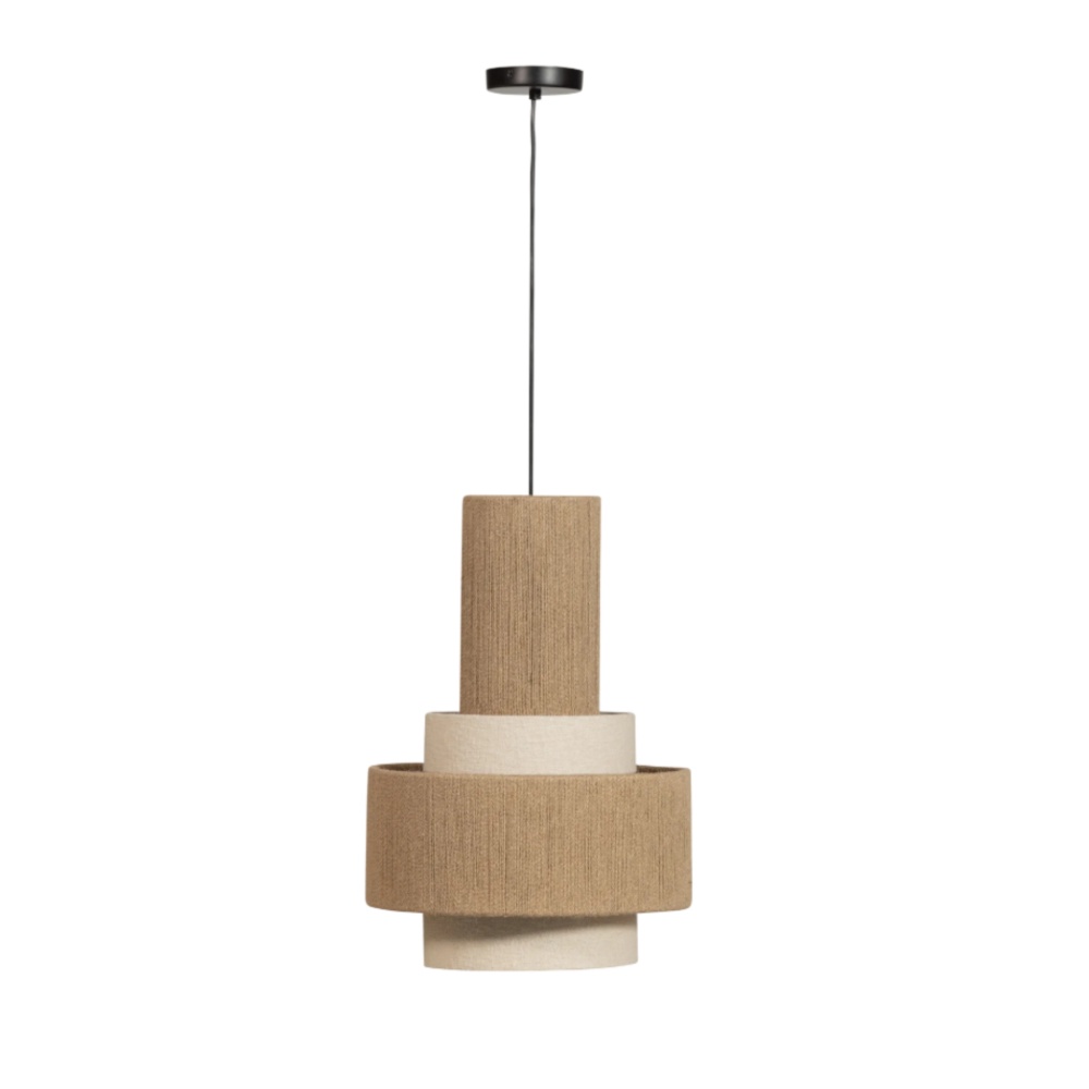 Lampa suspendată Duo din sfoară și material textil | Homedit
