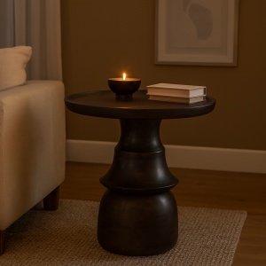 Masă de cafea Rook din lemn masiv | Design sculptural