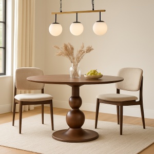 Masă dining Pawn lemn masiv mango, finisaj nuc | Homedit