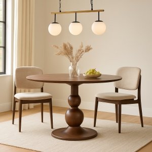 Masă dining Pawn lemn masiv mango, finisaj nuc | Homedit
