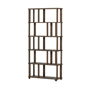 Bibliotecă din lemn masiv de stejar Nero – Design geometric | Homedit