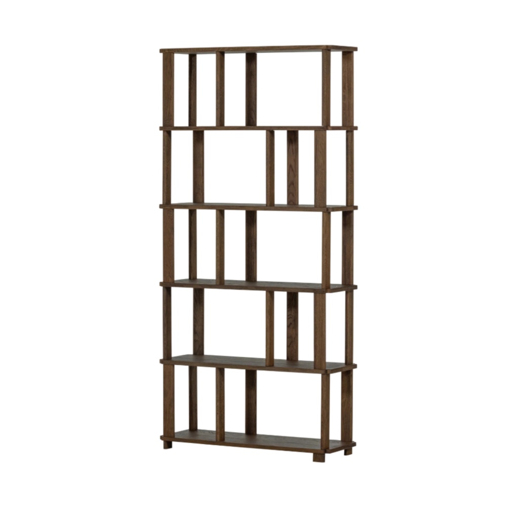 Bibliotecă din lemn masiv de stejar Nero – Design geometric | Homedit