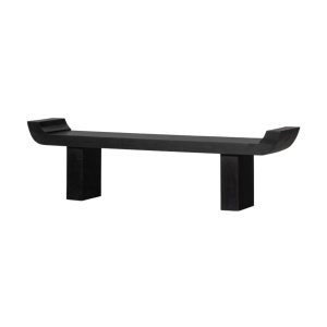 Băncuță Samy din lemn masiv de mango negru – Design minimalist sculptural | Homedit