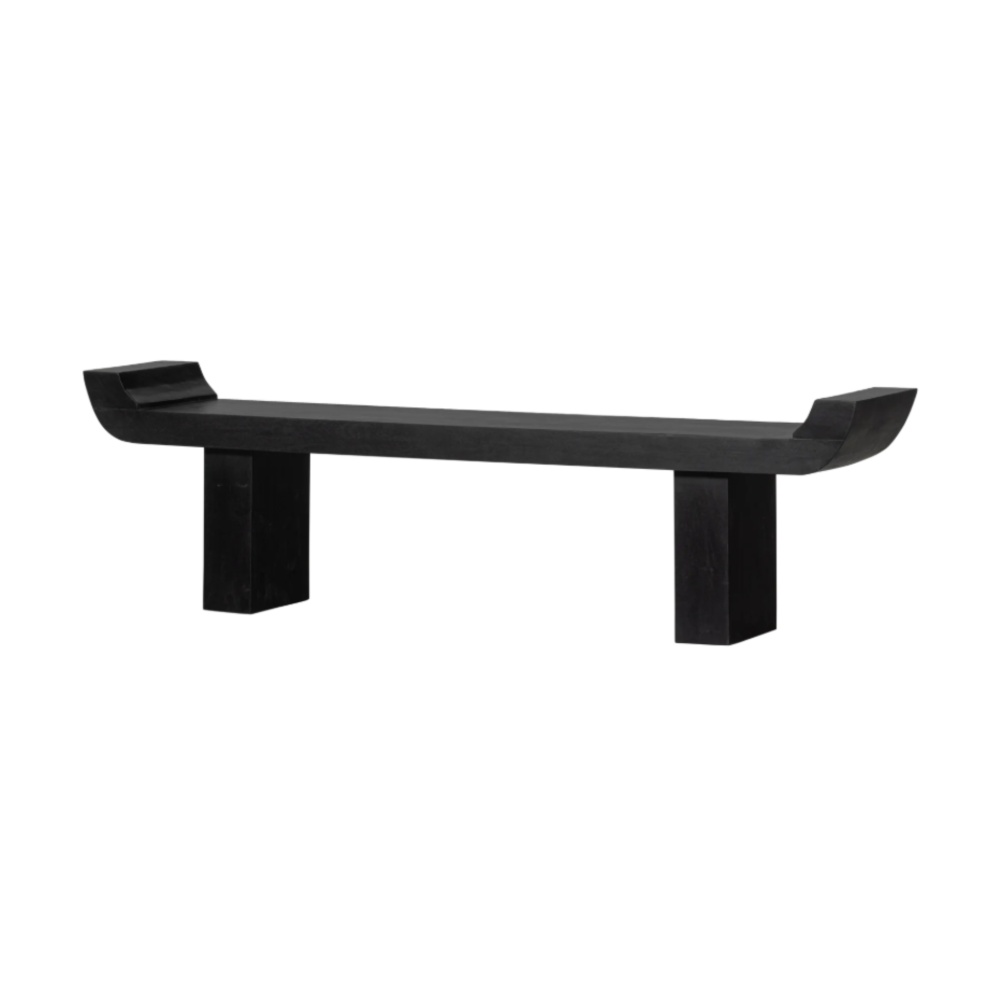 Băncuță Samy din lemn masiv de mango negru – Design minimalist sculptural | Homedit