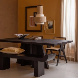 Băncuță Samy din lemn masiv de mango negru – Design minimalist sculptural | Homedit