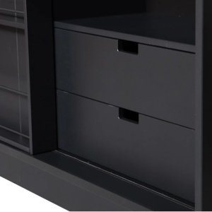 Bibliotecă Evond din lemn masiv de pin – design modern cu uși glisante