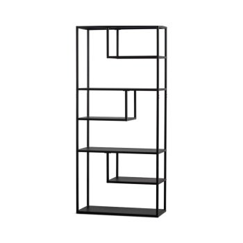 Bibliotecă Randoll din metal negru – design modern și industrial atemporal