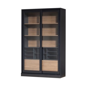 Bibliotecă Pines din lemn masiv de pin – design modern cu uși din sticlă