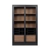 Bibliotecă Pines din lemn masiv de pin – design modern cu uși din sticlă