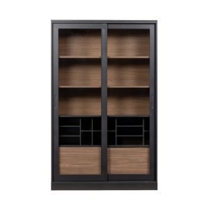 Bibliotecă Pines din lemn masiv de pin – design modern cu uși din sticlă