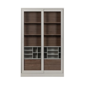 Bibliotecă Pines din lemn masiv de pin – design modern cu uși din sticlă