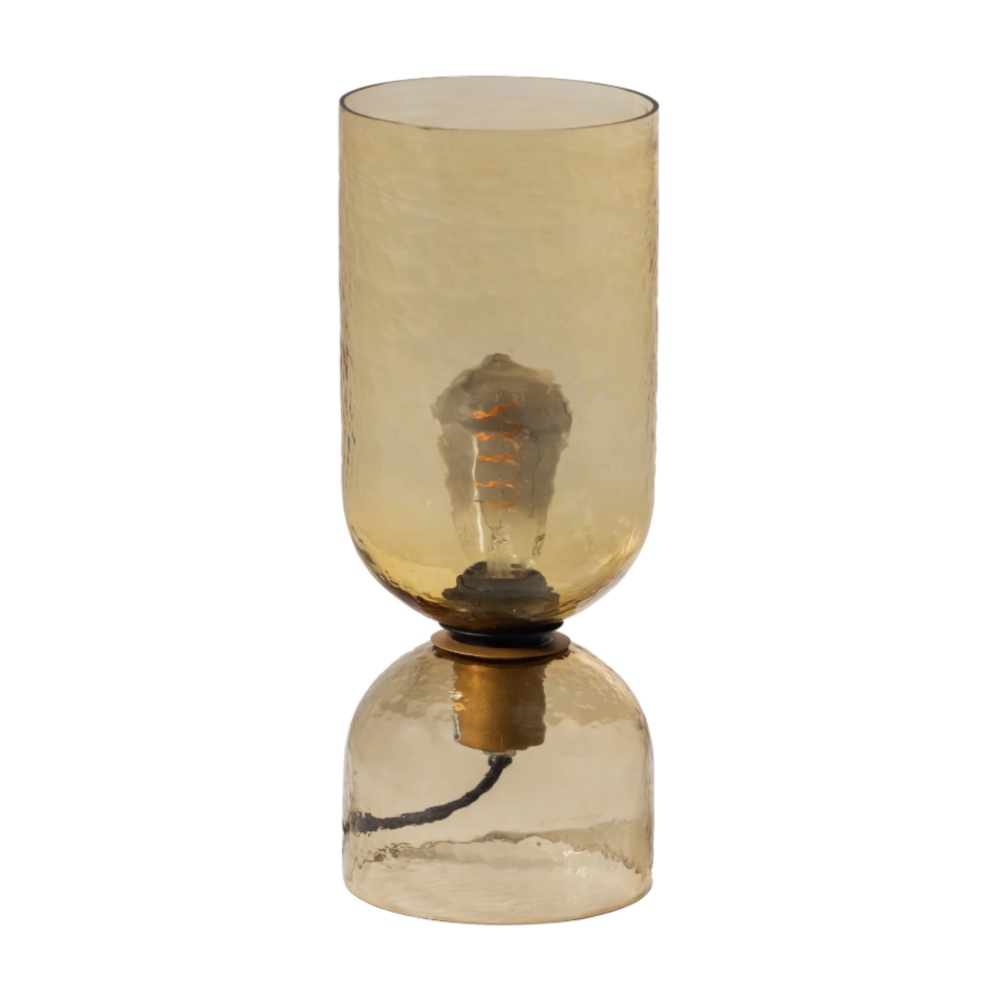 Lampa de birou Acai din sticlă ciocănită – design modern cu lumină caldă și elegantă