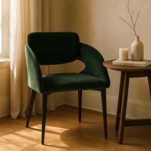 Scaun dark green velvet Lora 75.5 cm x 50 cm, Homedit