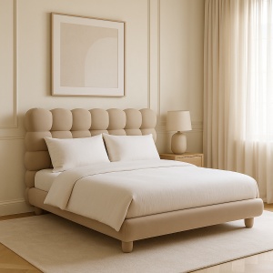 Pat cu somiera, lemn masiv si catifea 180 x 200 cm, pat  Mira Homedit