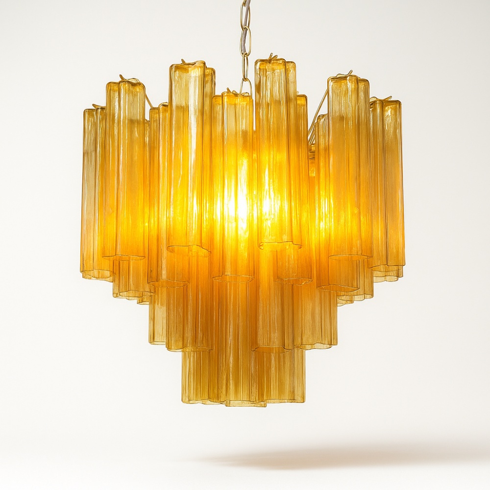 Candelabru Texer iluminat statement din sticlă aurie | Homedit