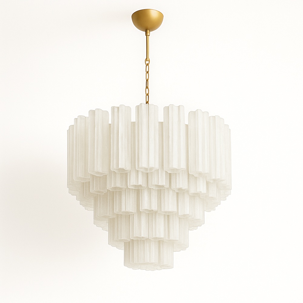 Candelabru Valoria design în trepte din sticlă albă | Homedit