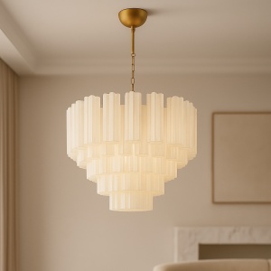 Candelabru Valoria design în trepte din sticlă albă | Homedit