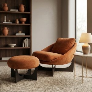 fotoliu siena arc, otel carbon si catifea, homedit