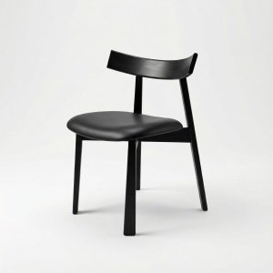 Scaun premium Golian din lemn masiv, piele negru, Homedit