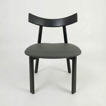 Scaun premium Golian din lemn masiv, piele gri, Homedit