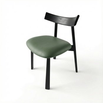 Scaun premium Golian din lemn masiv, piele verde, Homedit