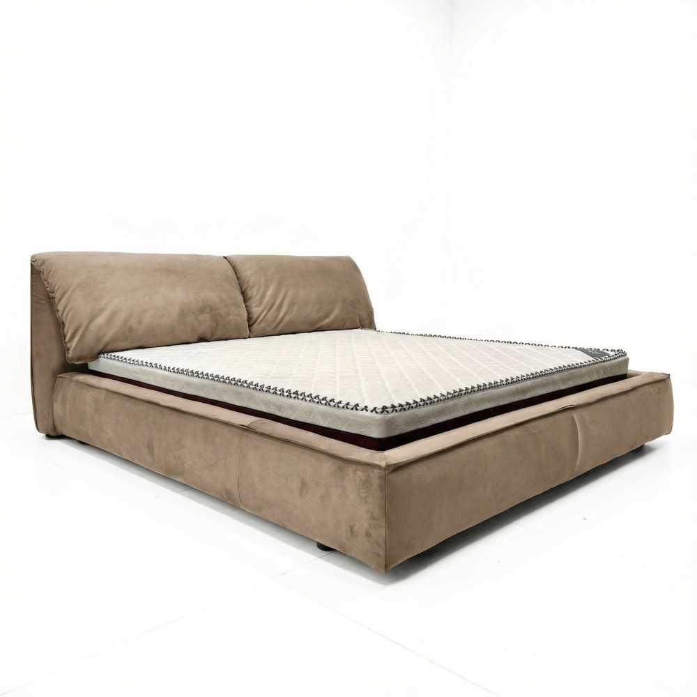 Pat catifea anti pata bej cu lada pneumatica pentru depozitare, Martha, Homedit