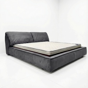 Pat catifea anti pata gri cu lada pneumatica pentru depozitare, Martha, Homedit