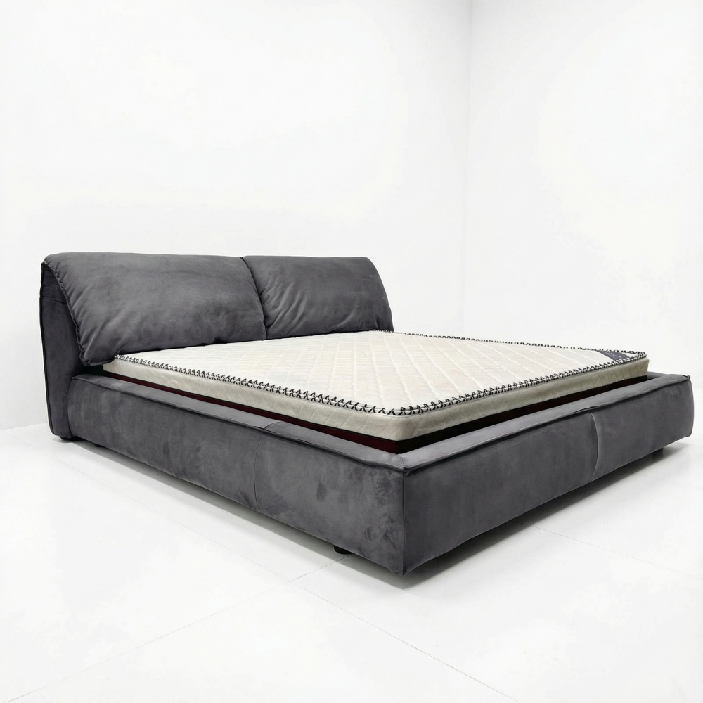 Pat catifea anti pata gri cu lada pneumatica pentru depozitare, Martha, Homedit