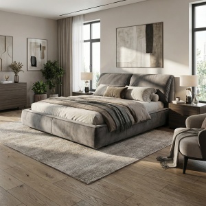 Pat catifea anti pata gri cu lada pneumatica pentru depozitare, Martha, Homedit