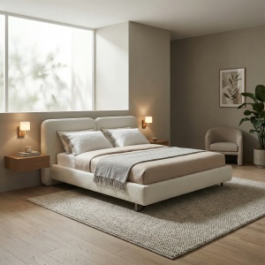 pat alveo cu tablie, tapitat  210 × 182 × 106 cm, homedit