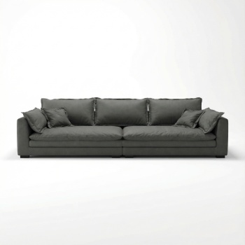 Canapea Alyma, gri inchis, topper si material tehnologic anti pata, Homedit