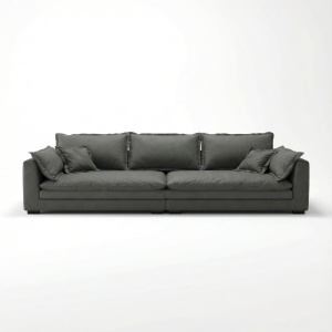 Canapea Alyma, gri inchis, topper si material tehnologic anti pata, Homedit