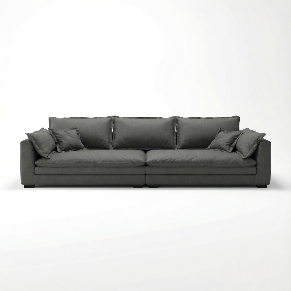 Canapea Alyma, gri inchis, topper si material tehnologic anti pata, Homedit