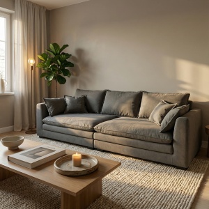 Canapea Alyma, gri inchis, topper si material tehnologic anti pata, Homedit